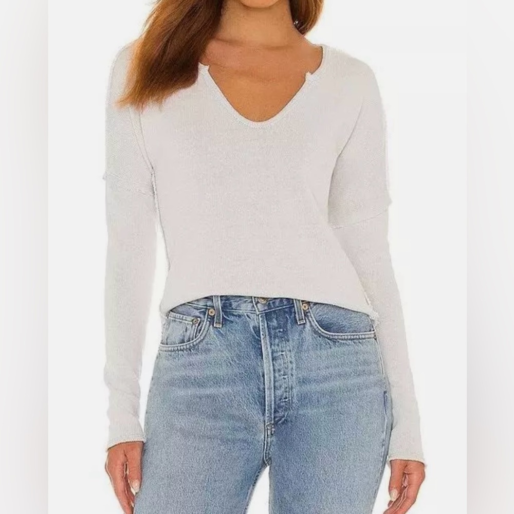 We the Free Small tan/beige long sleeve roughed edged shirt